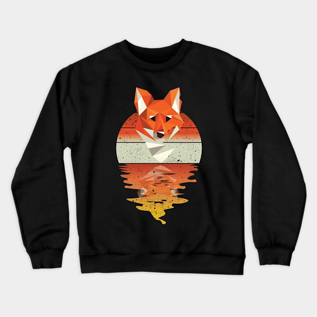 Vintage cute fox reflected on lights of moon T-Shirt Crewneck Sweatshirt by mutarek